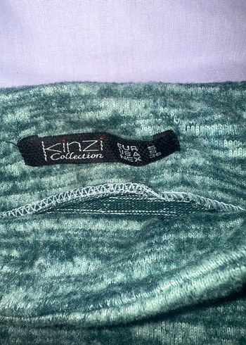 Yeşil Gri Örgü Kadın Boğazlı Kazak - Görsel 3