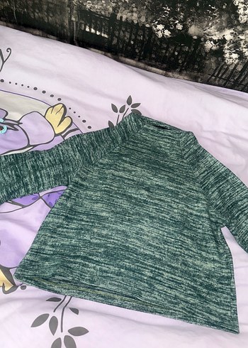 Yeşil Gri Örgü Kadın Boğazlı Kazak - Görsel 2