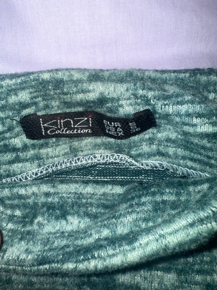 Yeşil Gri Örgü Kadın Boğazlı Kazak - Görsel 3