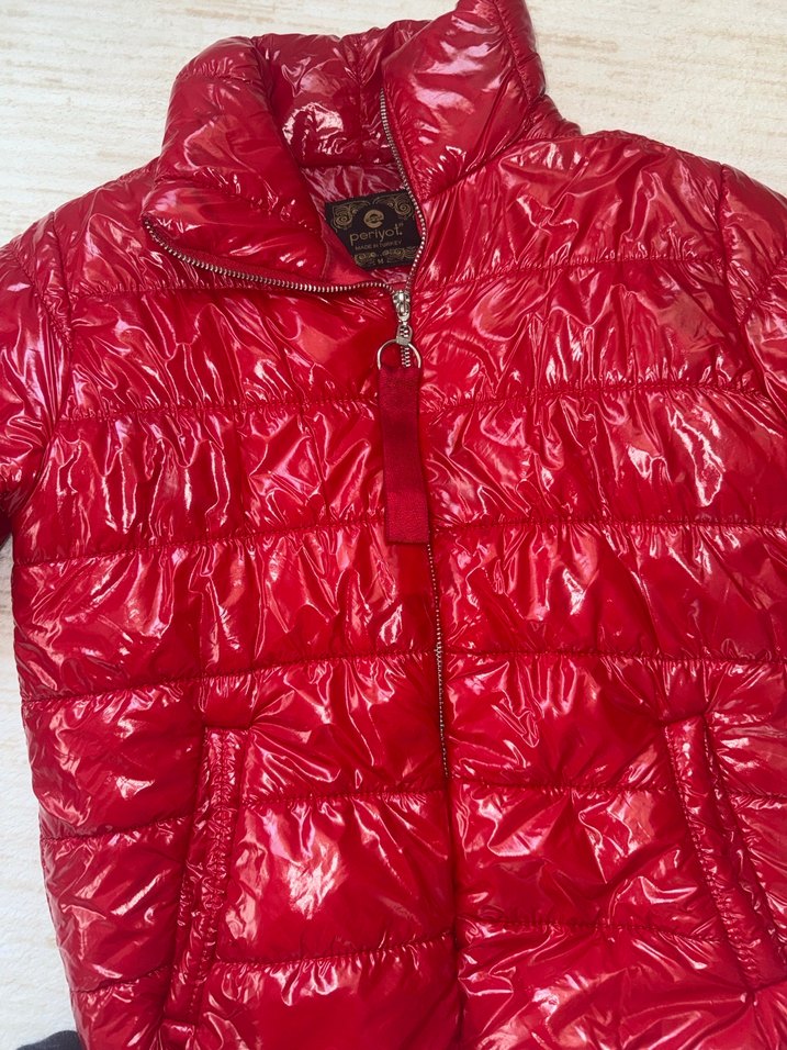 Parlak Kırmızı Kadın Kışlık Mont - Görsel 4