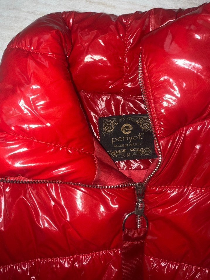 Parlak Kırmızı Kadın Kışlık Mont - Görsel 3