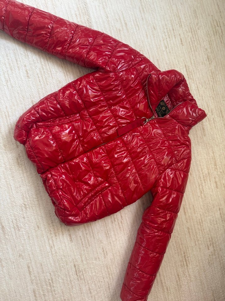 Parlak Kırmızı Kadın Kışlık Mont - Görsel 2