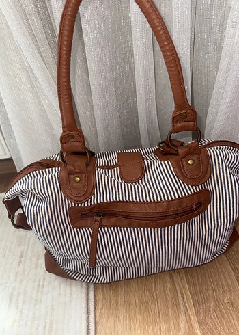 Vakko Kahverengi Tokalı Zebra Desenli Kadın Çanta