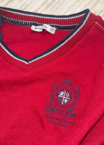 Bordo Erkek Çocuk V Yakalı Triko Kazak - Görsel 3