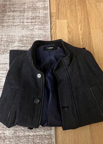 Düğmeli Siyah Yün Erkek kaşe ceket mont kaban - Görsel 7