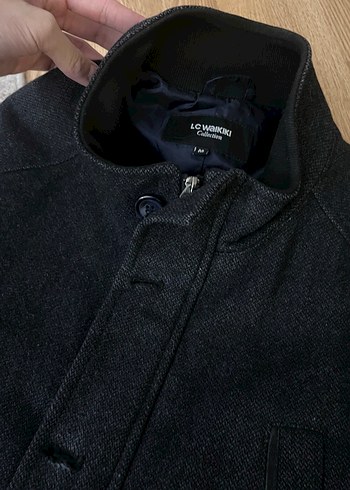 Düğmeli Siyah Yün Erkek kaşe ceket mont kaban - Görsel 2