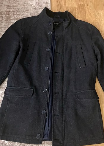 Düğmeli Siyah Yün Erkek kaşe ceket mont kaban - Görsel 5