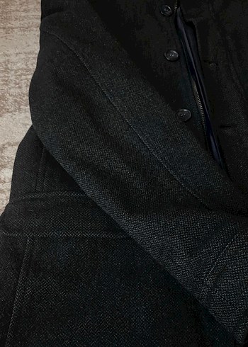 Düğmeli Siyah Yün Erkek kaşe ceket mont kaban - Görsel 3