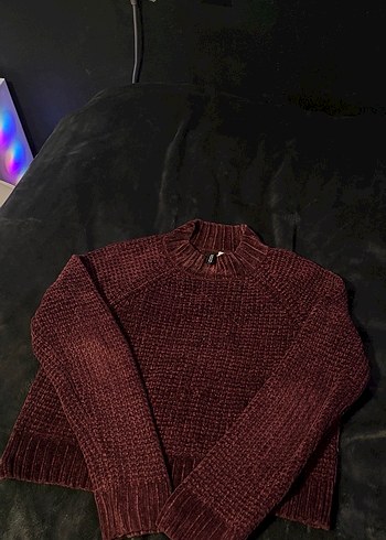 H&M Bordo Örgü Kadın Kazak - Görsel 2