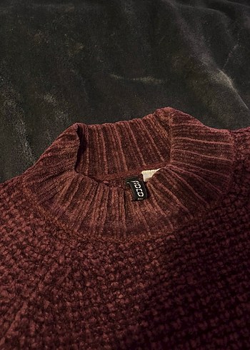 H&M Bordo Örgü Kadın Kazak - Görsel 3