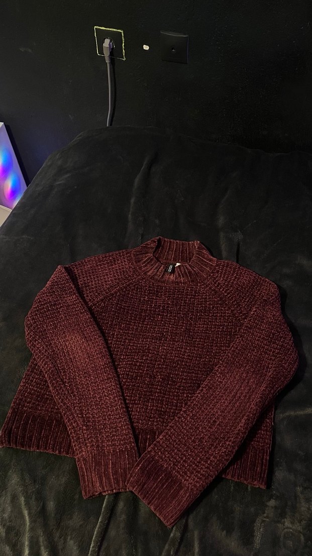 H&M Bordo Örgü Kadın Kazak - Görsel 2