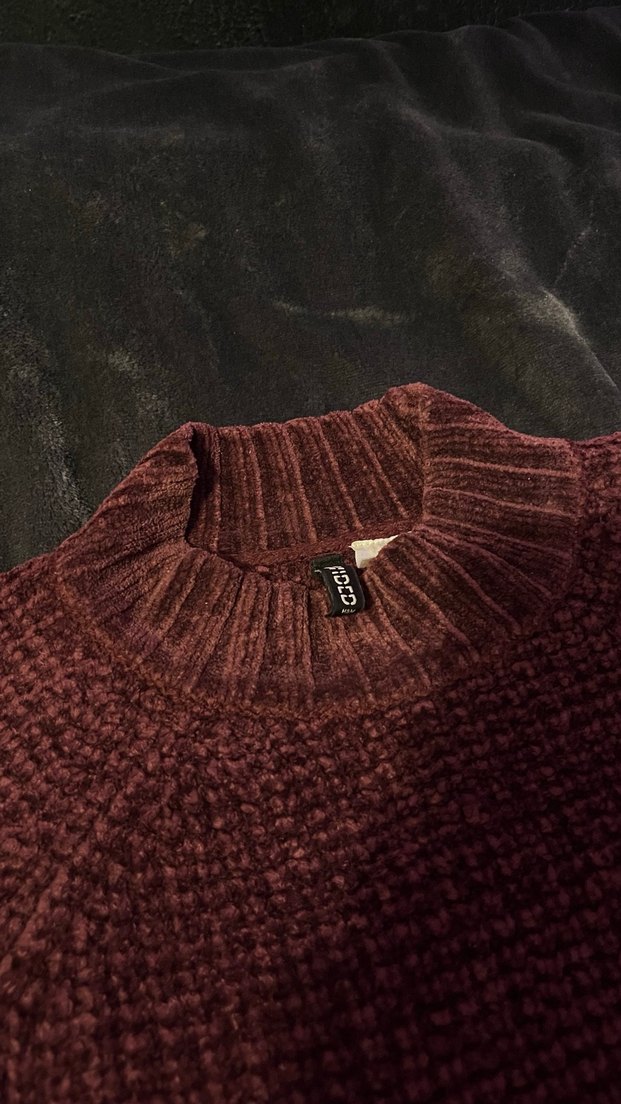 H&M Bordo Örgü Kadın Kazak - Görsel 3