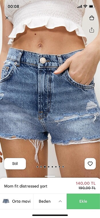 Pull and Bear Pull bear mom kot şort