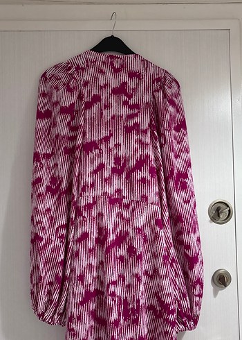 Pembe Bağlamalı Uzun Kollu Bohem Kadın Elbisesi - Görsel 3