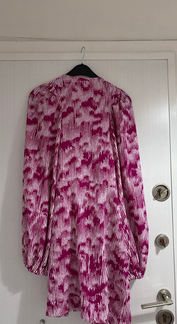 Pembe Bağlamalı Uzun Kollu Bohem Kadın Elbisesi - Görsel 3