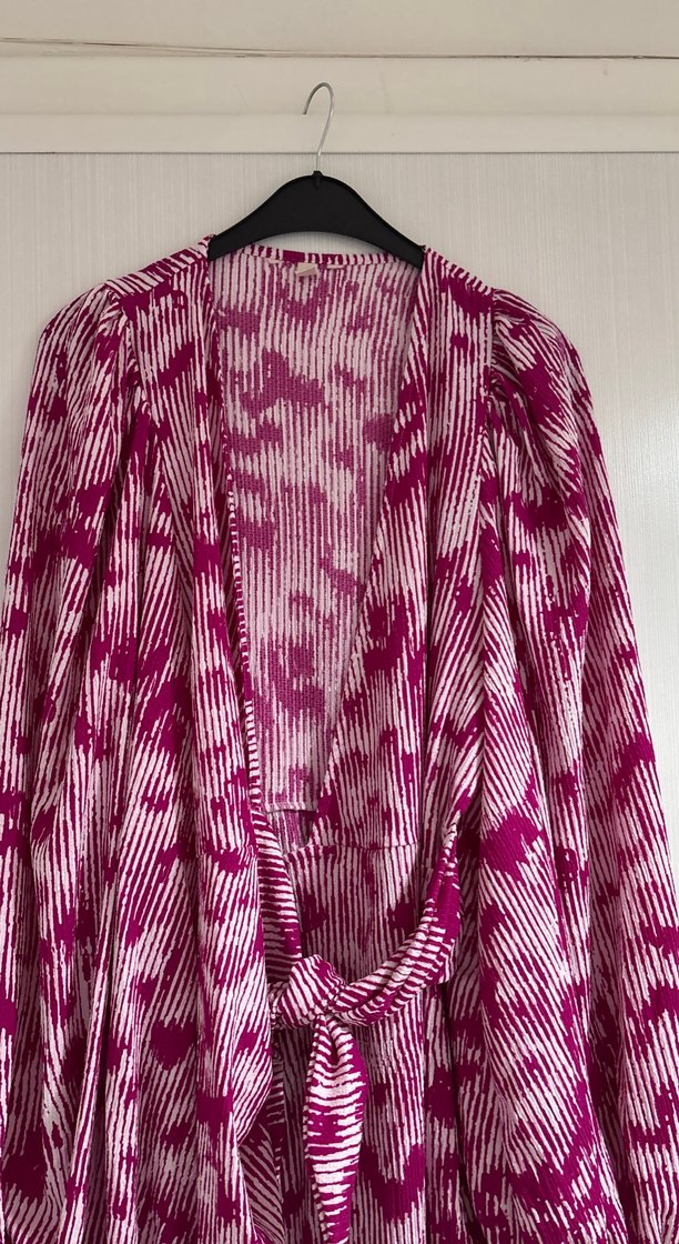 Pembe Bağlamalı Uzun Kollu Bohem Kadın Elbisesi - Görsel 2