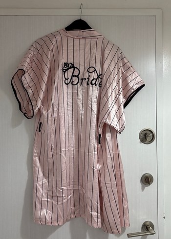 Pembe Çizgili Midi Kadın Sabahlık - Görsel 2