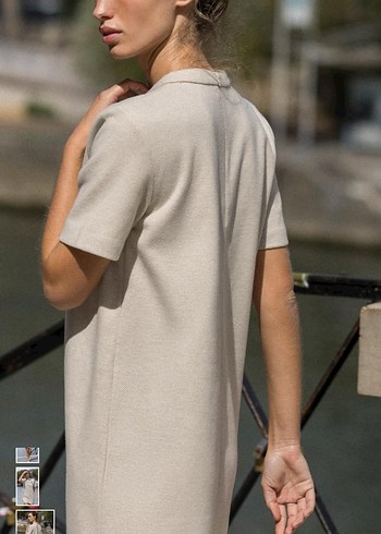 Bej Kısa Kollu Mini Triko Elbise - Görsel 2