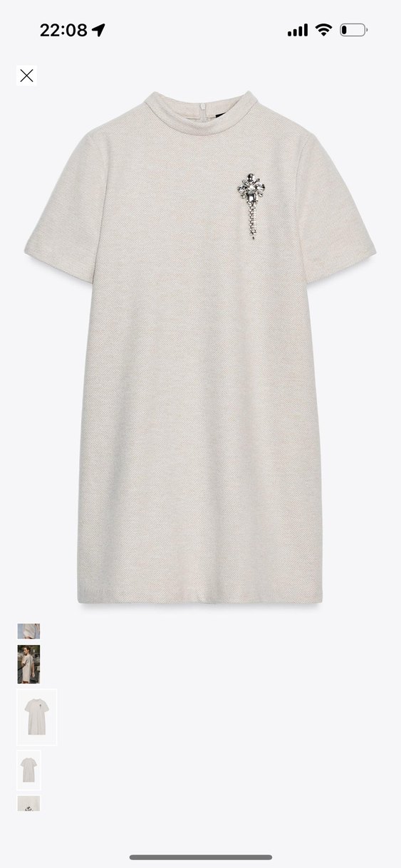 Bej Kısa Kollu Mini Triko Elbise - Görsel 3