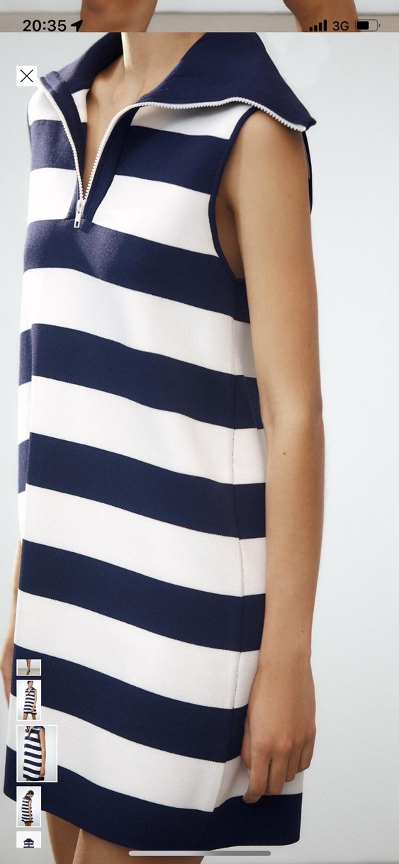 Çizgili Lacivert Midi Elbise - Görsel 3