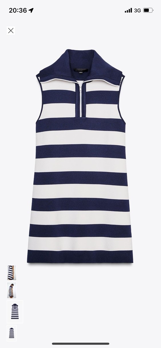 Çizgili Lacivert Midi Elbise - Görsel 4