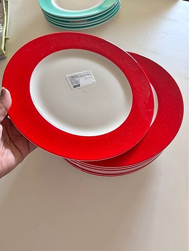 kırmızı servis tabağı 10 adet
