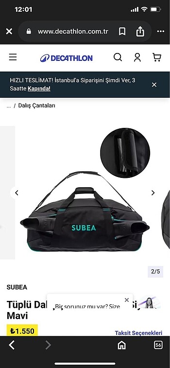 Beden DECATHLON BALIK ADAM ÇANTA