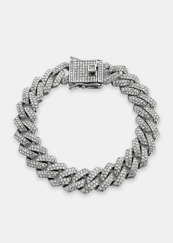 Beden gri Renk Iced Out Cuban Chain Bileklik