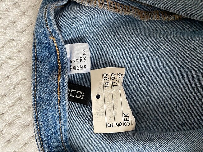 34 Beden mavi Renk Denim streç mini h&m elbise