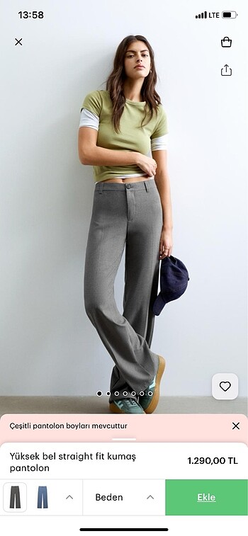 32 Beden gri Renk Pull&bear gri kumaş pantolon