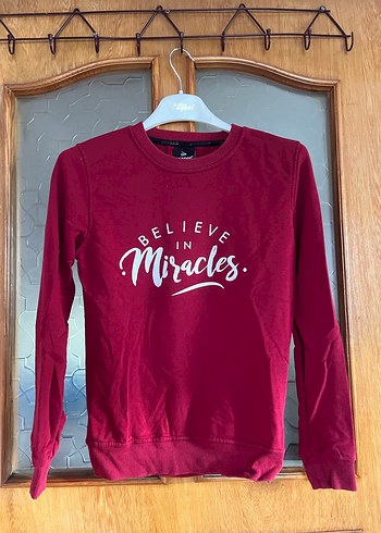 Bordo Baskılı Kadın Sweatshirt - Görsel 2