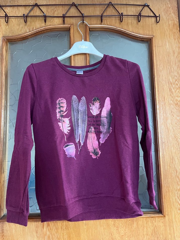 Kızlar İçin Mor Baskılı Sweatshirt - Görsel 2