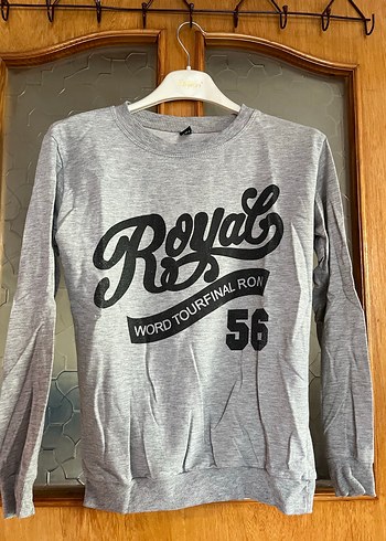 Gri Baskılı Kadın Sweatshirt - Görsel 2