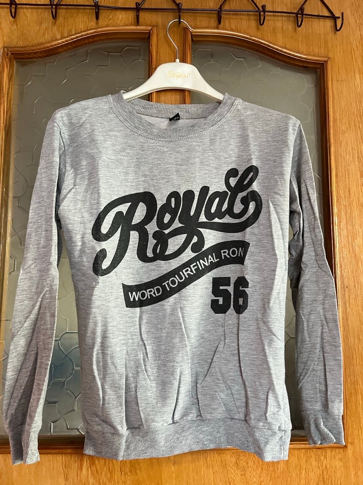 Gri Baskılı Kadın Sweatshirt - Görsel 2