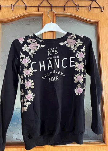 Kız Çocuk Siyah Baskılı Uzun Kollu Sweatshirt - Görsel 2