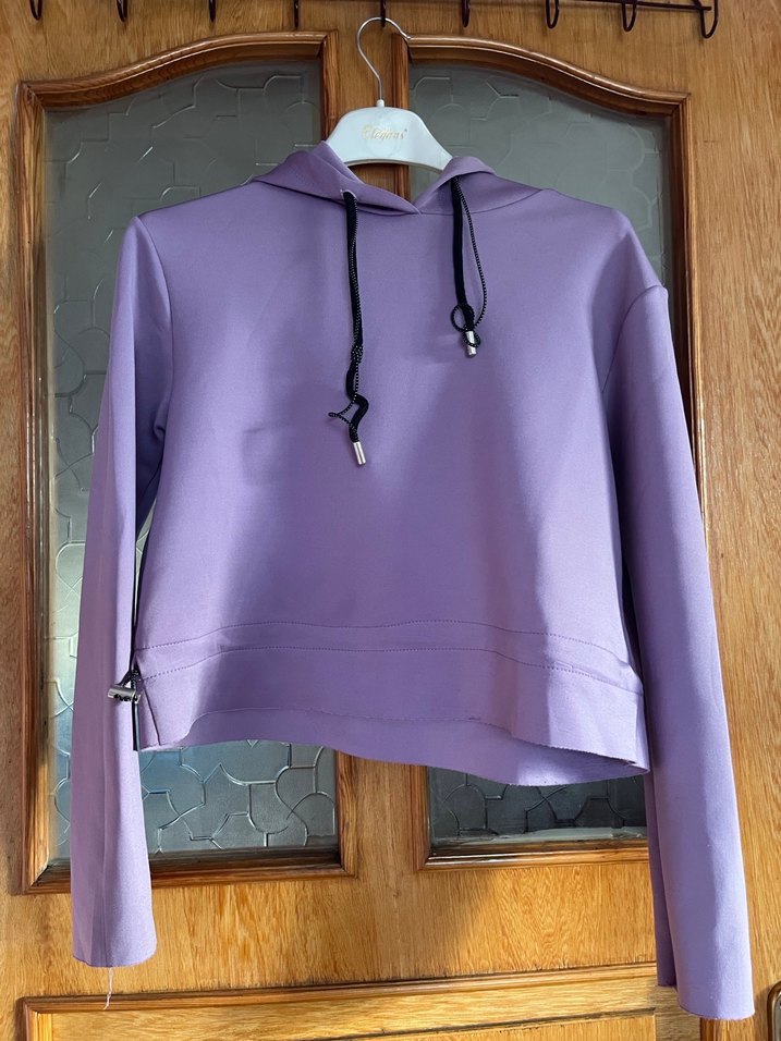 Mor Kapüşonlu Kadın Sweatshirt - Görsel 2