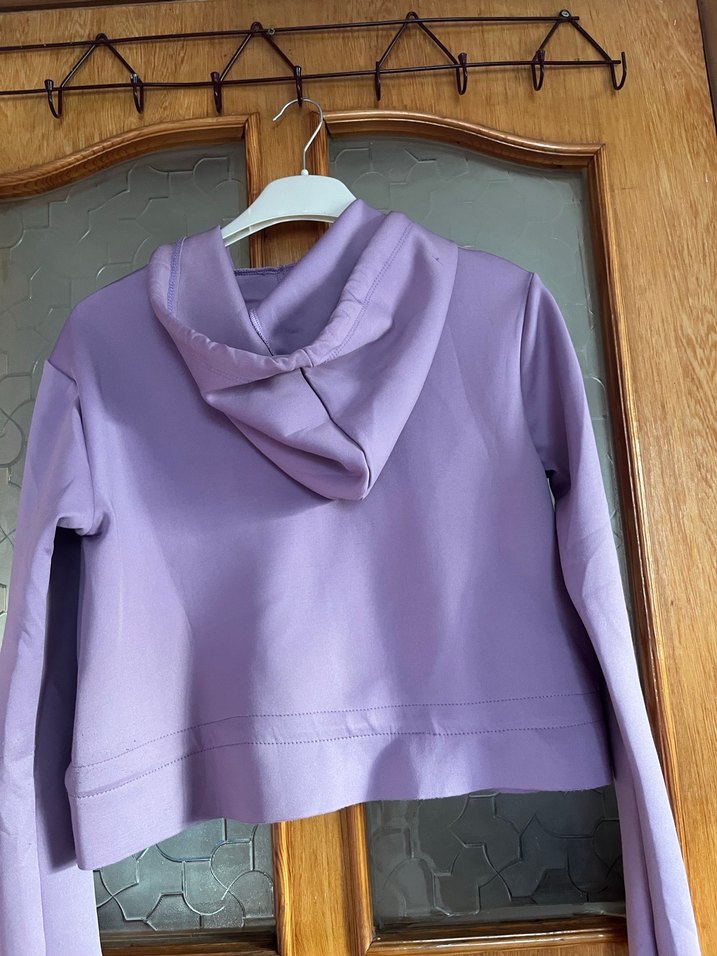 Mor Kapüşonlu Kadın Sweatshirt - Görsel 4