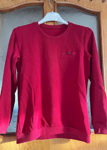 Bordo Düğmeli Kadın Sweatshirt - Görsel 2