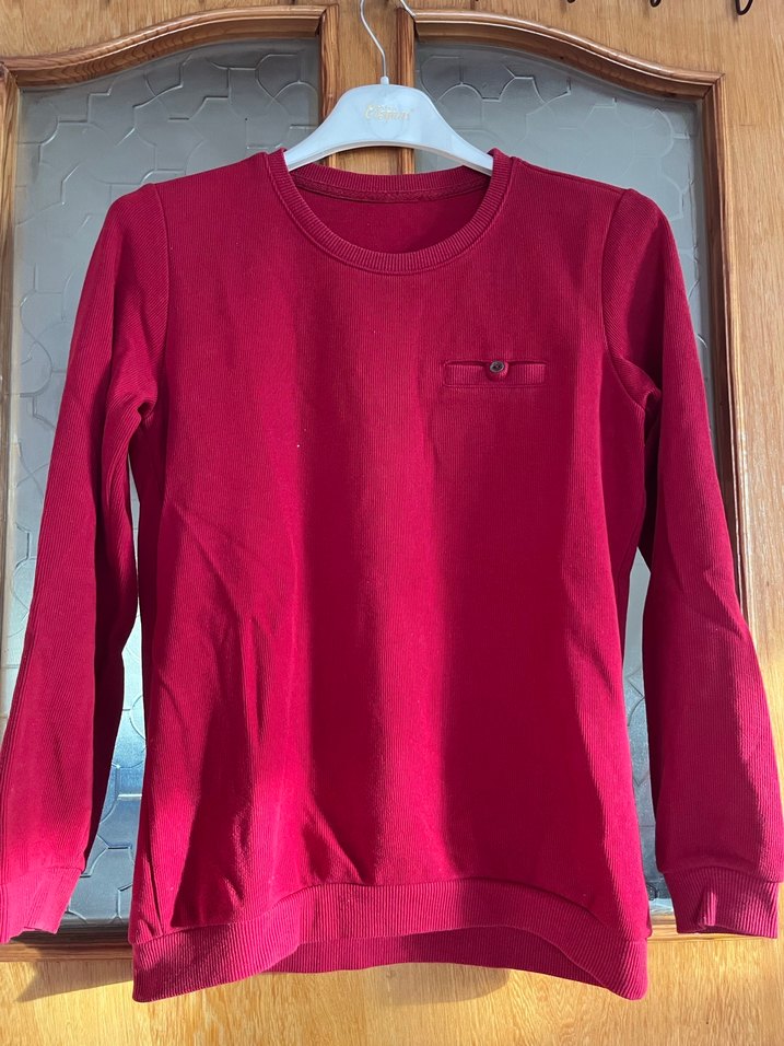 Bordo Düğmeli Kadın Sweatshirt - Görsel 2