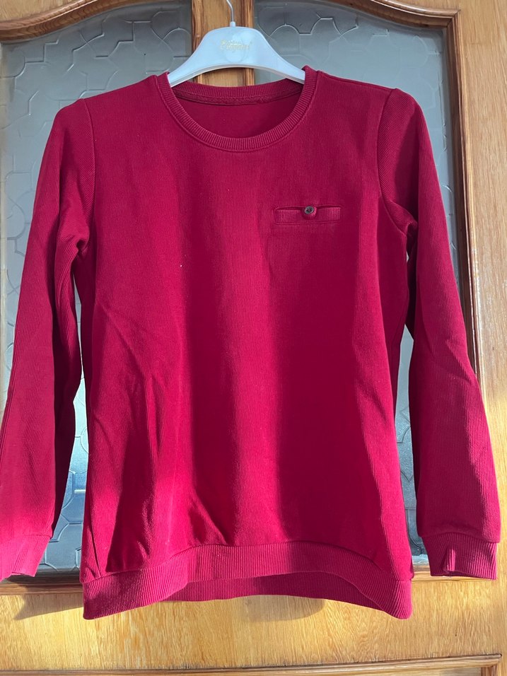 Bordo Düğmeli Kadın Sweatshirt - Görsel 3