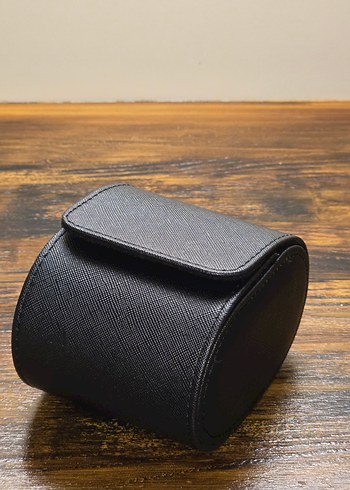 Watchroll Siyah Desenli Deri Saat ve Takı Çantası - Saat Kutusu - Görsel 7