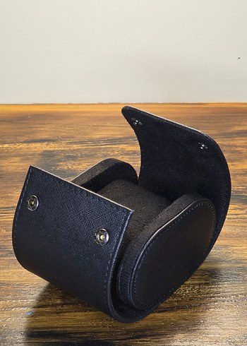 Watchroll Siyah Desenli Deri Saat ve Takı Çantası - Saat Kutusu - Görsel 2