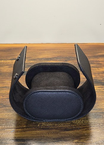 Watchroll Siyah Desenli Deri Saat ve Takı Çantası - Saat Kutusu - Görsel 3