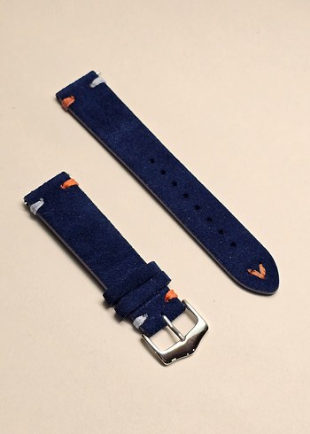 20 mm Renkli Vintage Erkek Saat Kayışı Mavi - Görsel 2