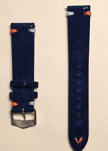 20 mm Renkli Vintage Erkek Saat Kayışı Mavi - Görsel 3