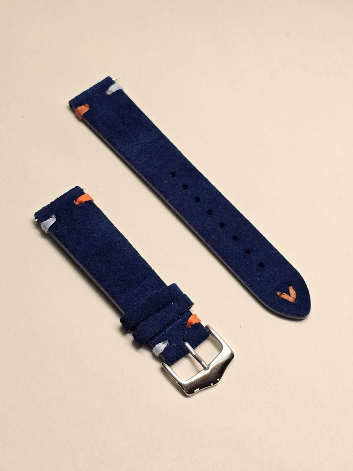 20 mm Renkli Vintage Erkek Saat Kayışı Mavi - Görsel 2