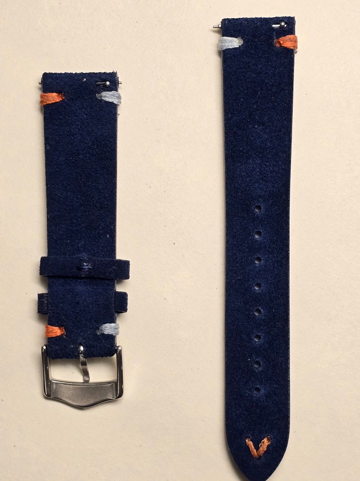 20 mm Renkli Vintage Erkek Saat Kayışı Mavi - Görsel 3