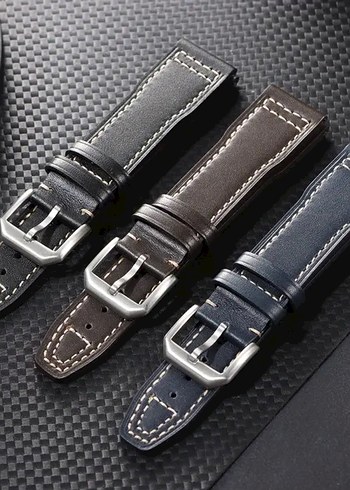 20 mm Klasik Mavi Deri Erkek Saat Kayışı - Görsel 2