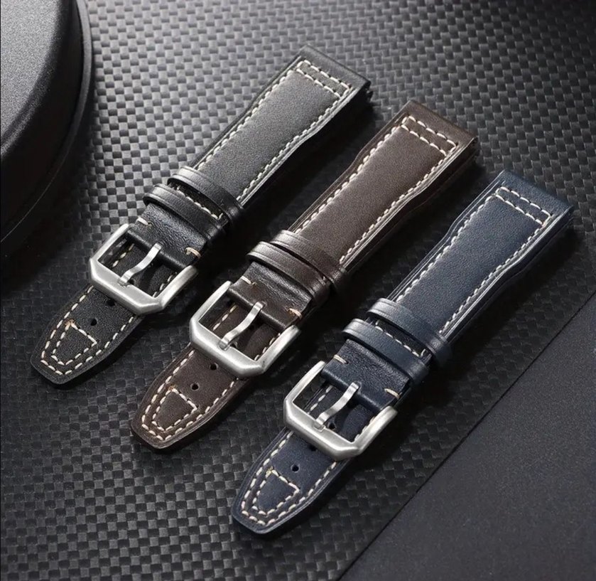 20 mm Klasik Mavi Deri Erkek Saat Kayışı - Görsel 2