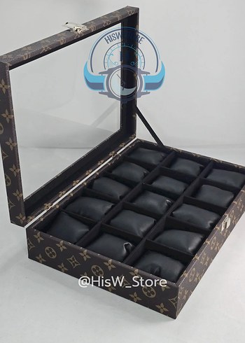 LV Kahverengi Cam Kapaklı Saat Kutusu - Görsel 4